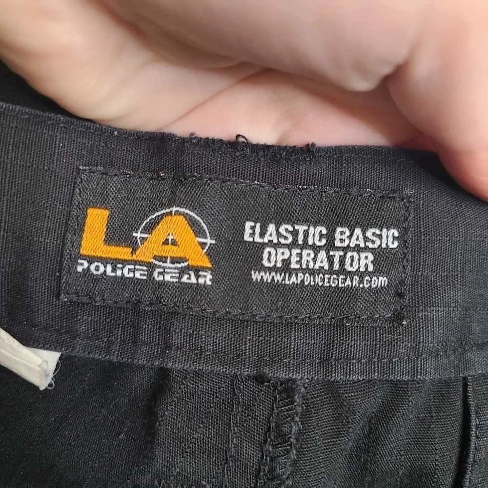 LA Police Gear Men's Elastic Basic Operator Cargo Pants Black
